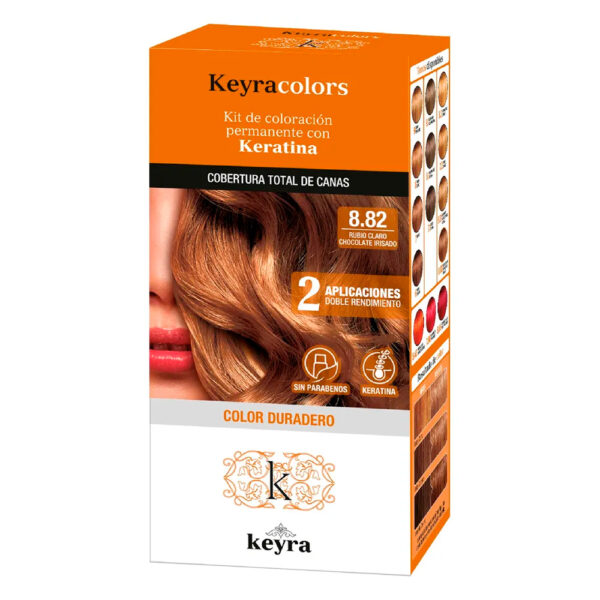 Tinte Keyra Kit 8.82 Rubio Claro Chocolate Irisado