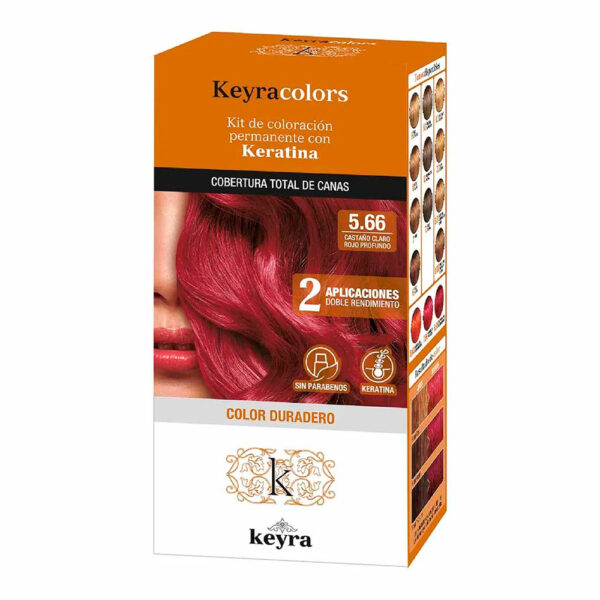 Tinte Keyra Kit 5.66 Castaño Claro Rojo Profundo