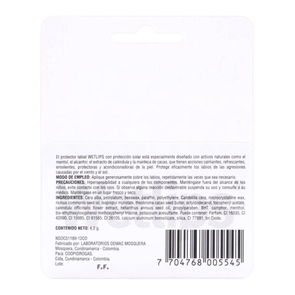 Protector Labial Wetlips Fresa 4.2 g Icom - Imagen 2