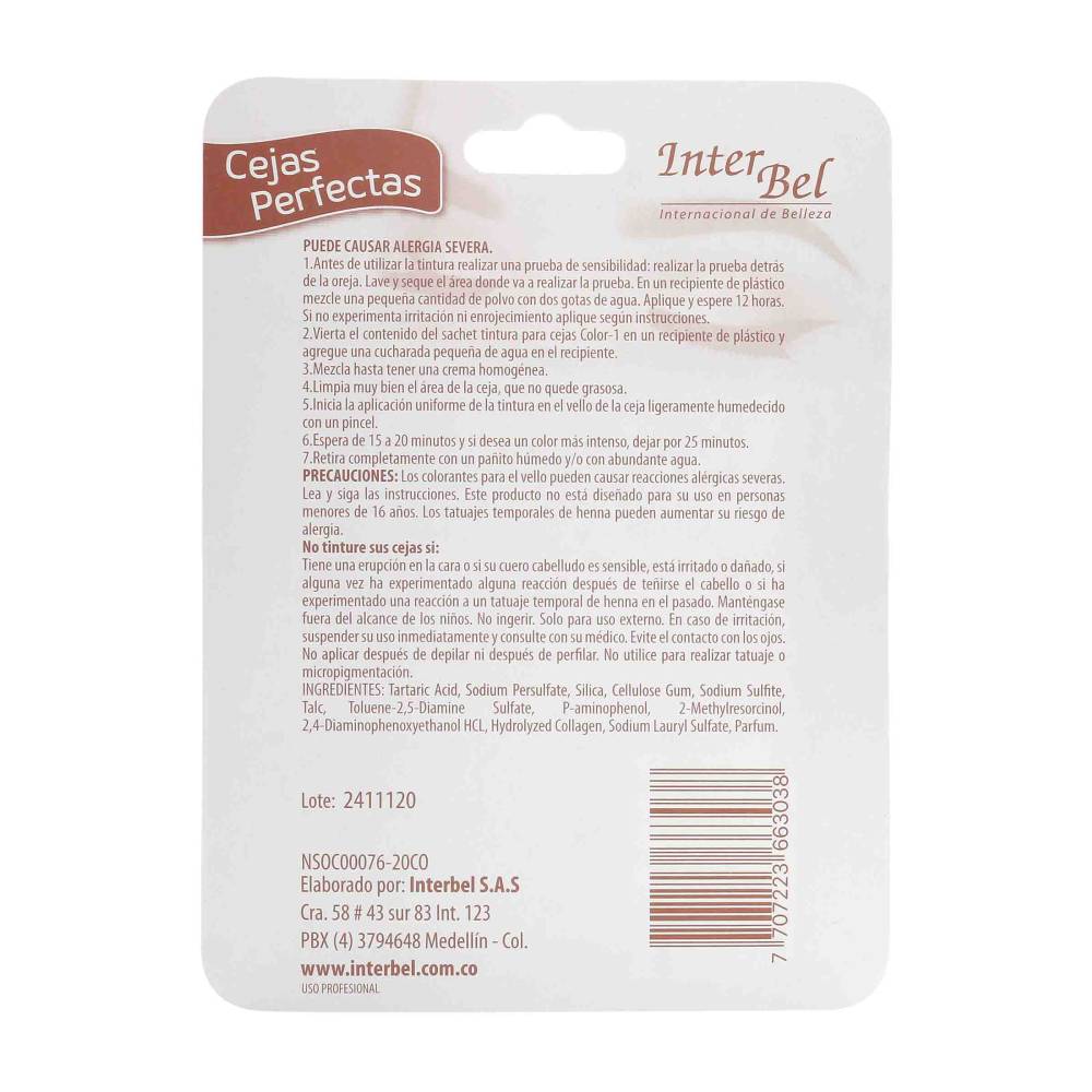 Tinte Color-1 Para Cejas Castaño Oscuro 0.7 g - Imagen 2