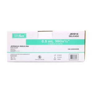 Jeringa Insulina AlfaSafe 0.5 ml 30 Gx 1/3 100 Unidades