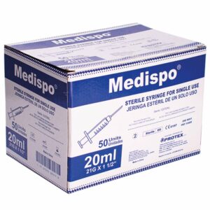 Jeringa Medispo 20 ml 21 G x 1 1/2 50 Unidades