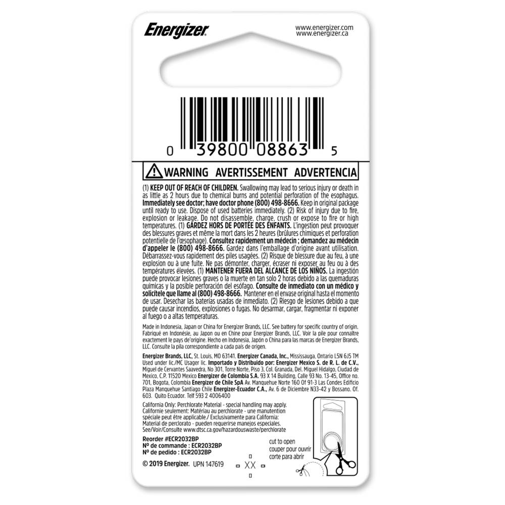 Pila De Botón Energizer Cr2032 De Litio 3V - Imagen 2