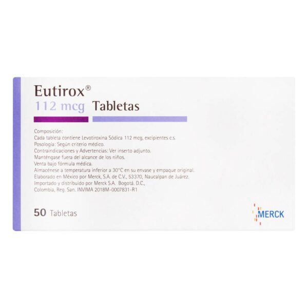 Eutirox 112 Mcg 50 Tabletas Levotiroxina Sodica - Imagen 4