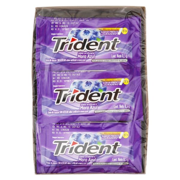 Chicles Trident  Mora Azul 18 Unidades 8.5 g