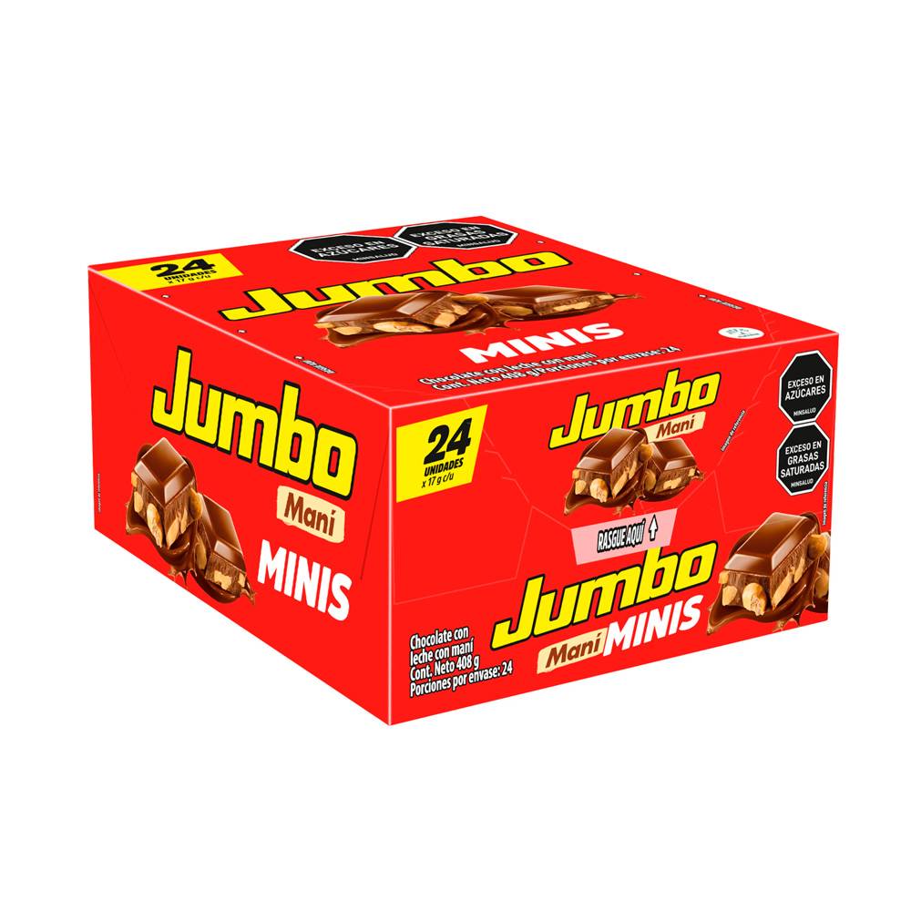 Chocolatinas Minis Jumbo Mani 17 g 24 Unidades