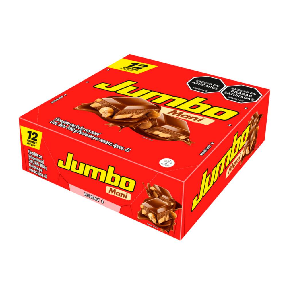 Chocolatina Jumbo Mani 90 g 12 Unidades