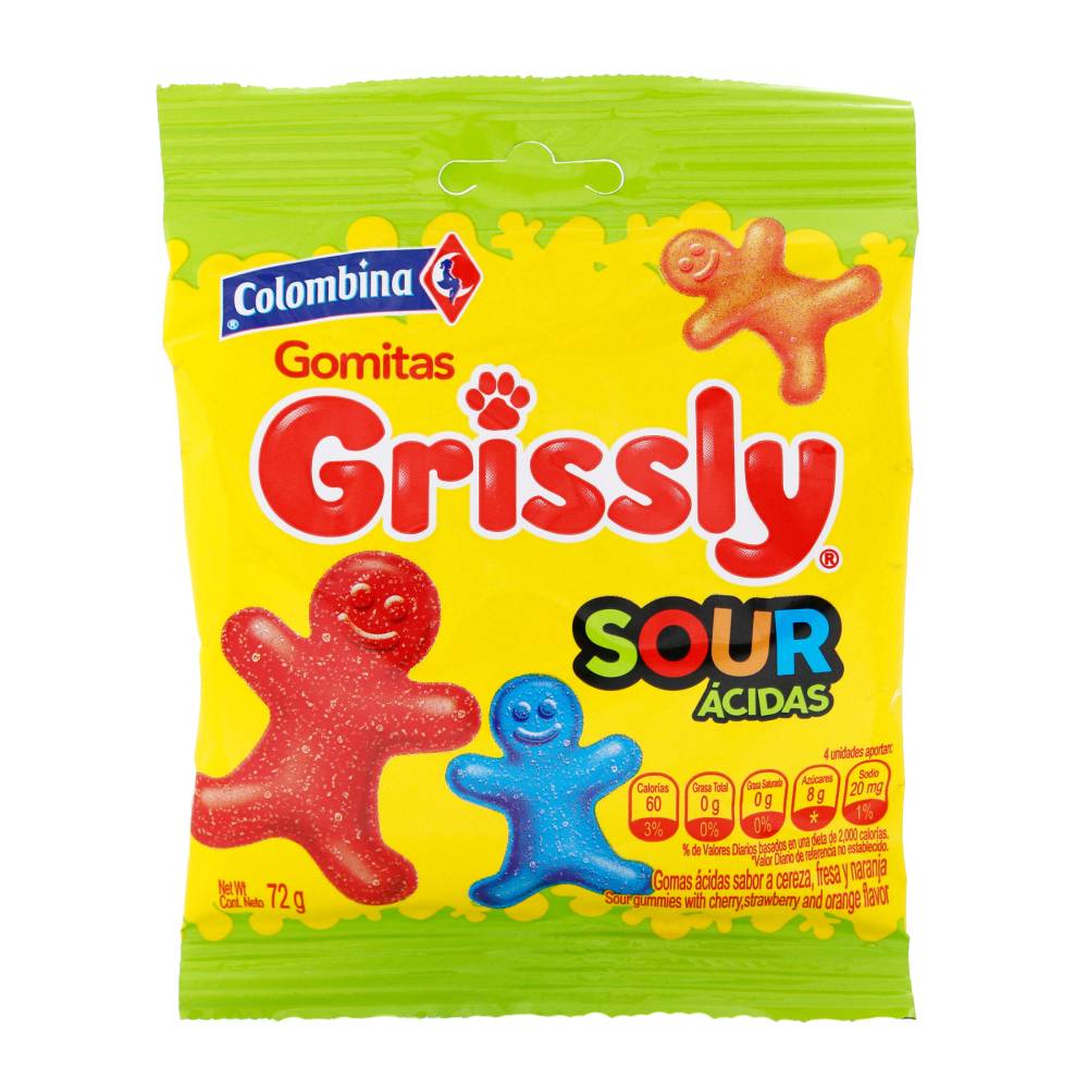 Gomitas Grissly Sour Acidas 72 g