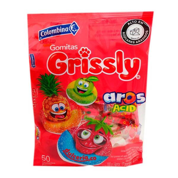 Gomitas Grissly Aros Acidos 50 Unidades