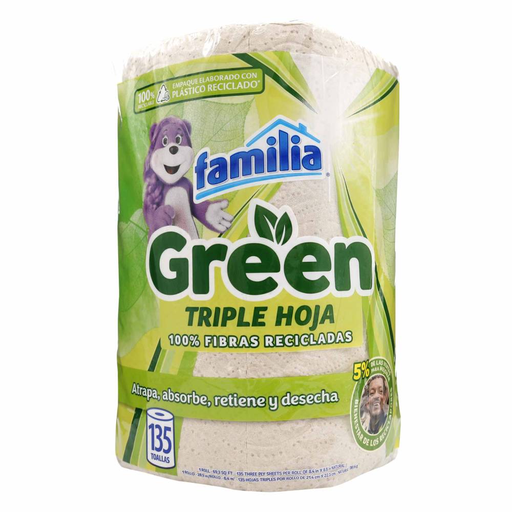Toallas De Papel Familia Green Triple Hoja 135 Toallas
