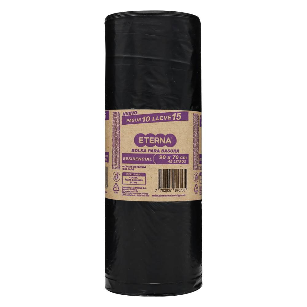 Bolsa Para Basura Residencial Negra 15 Unidades