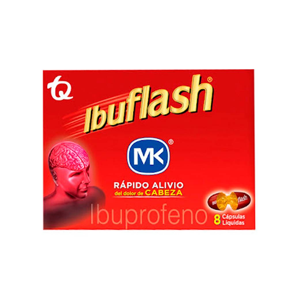 Ibuflash Forte 400 mg Para El Dolor De Cabeza 8 Cápsulas