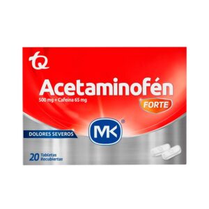 Acetaminofén Forte 500 mg Cafeina 65 mg 20 Tabletas MK