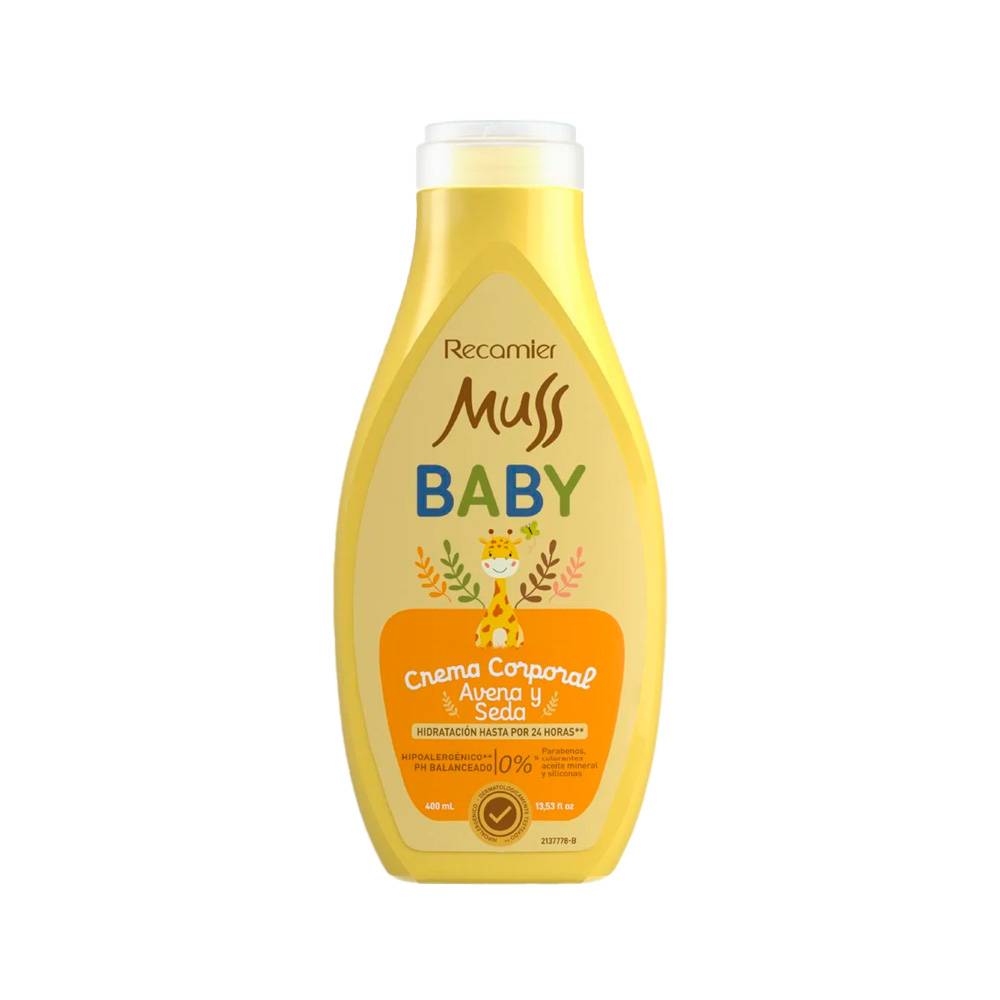 Crema Corporal Avena Y Seda Muss Baby 400 ml