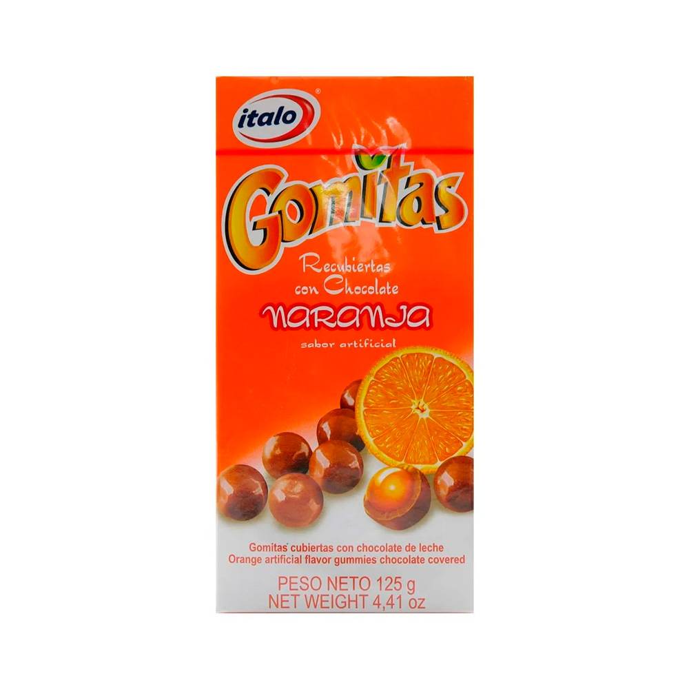 Gomas Italo Sabor Naranja Recubiertas de Chocolate