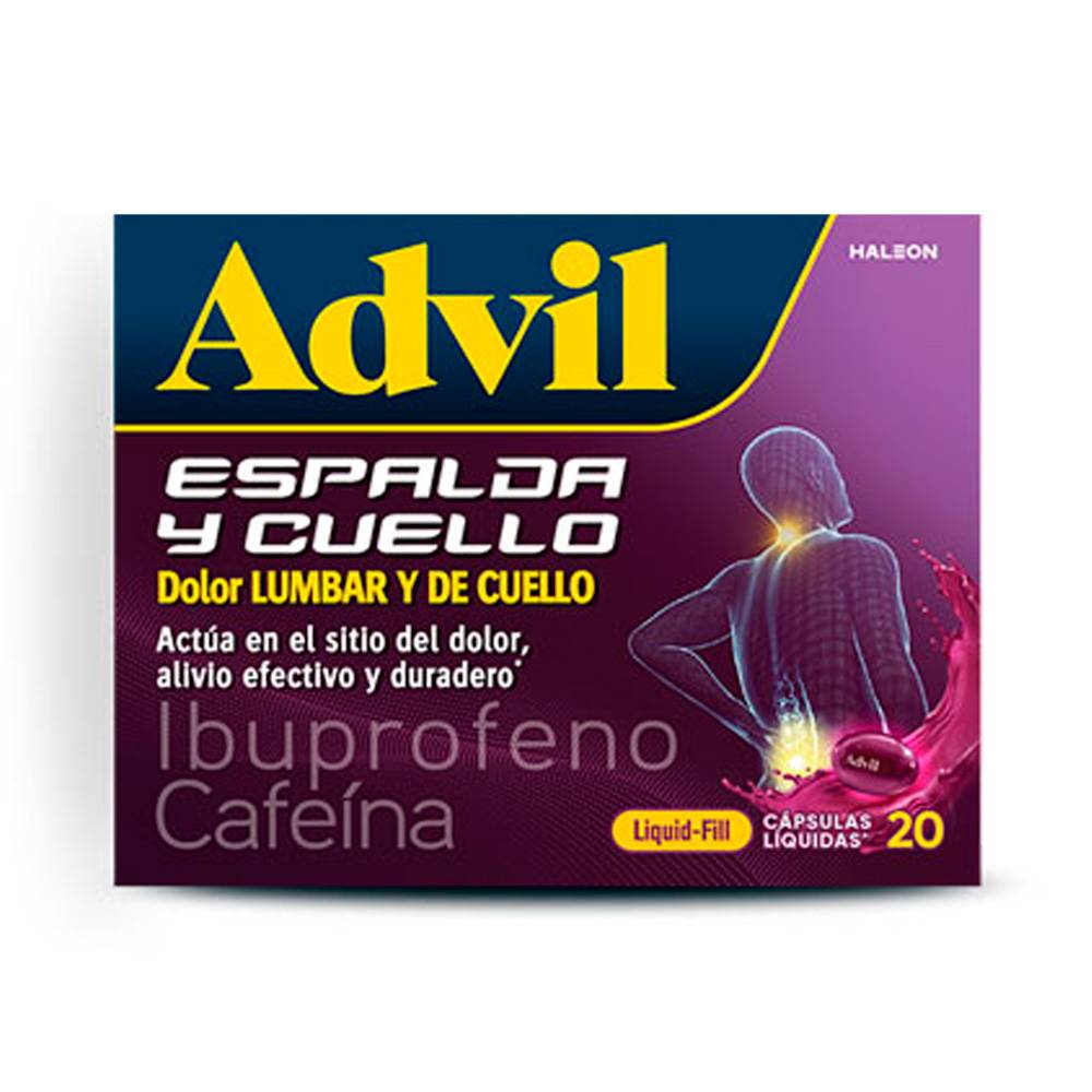 Advil Liquid Fill Para Dolor De Espalda y Cuello 20 Capsulas