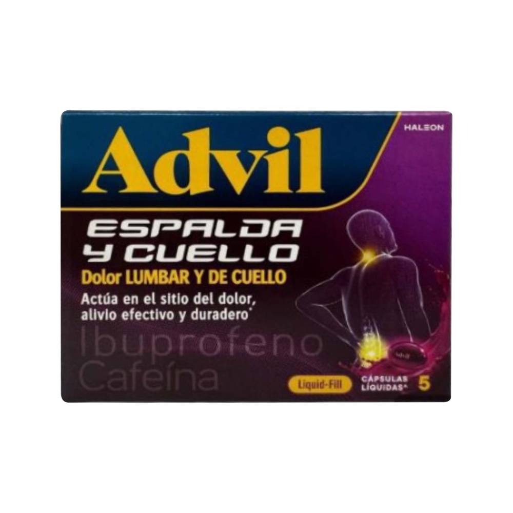 Advil Liquid Fill Para Dolor De Espalda y Cuello 5 Capsulas
