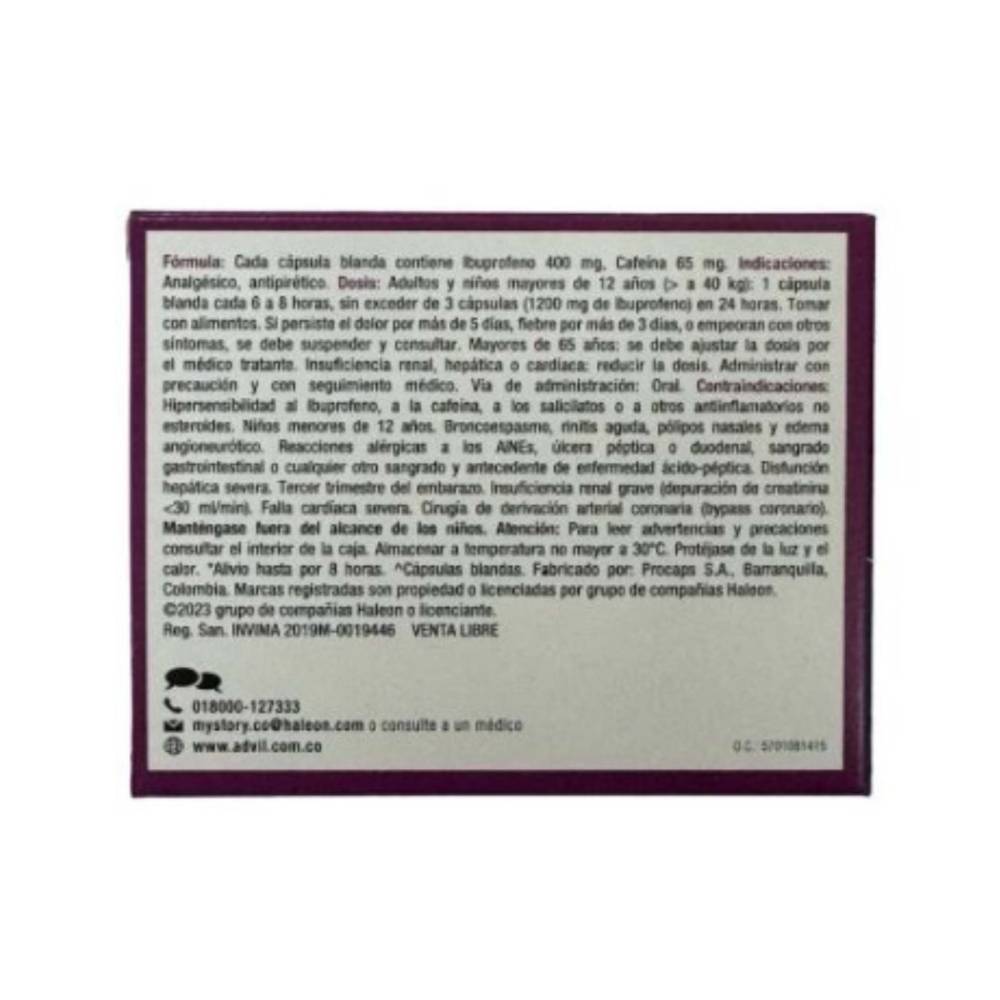 Advil Liquid Fill Para Dolor De Espalda y Cuello 5 Capsulas - Imagen 3