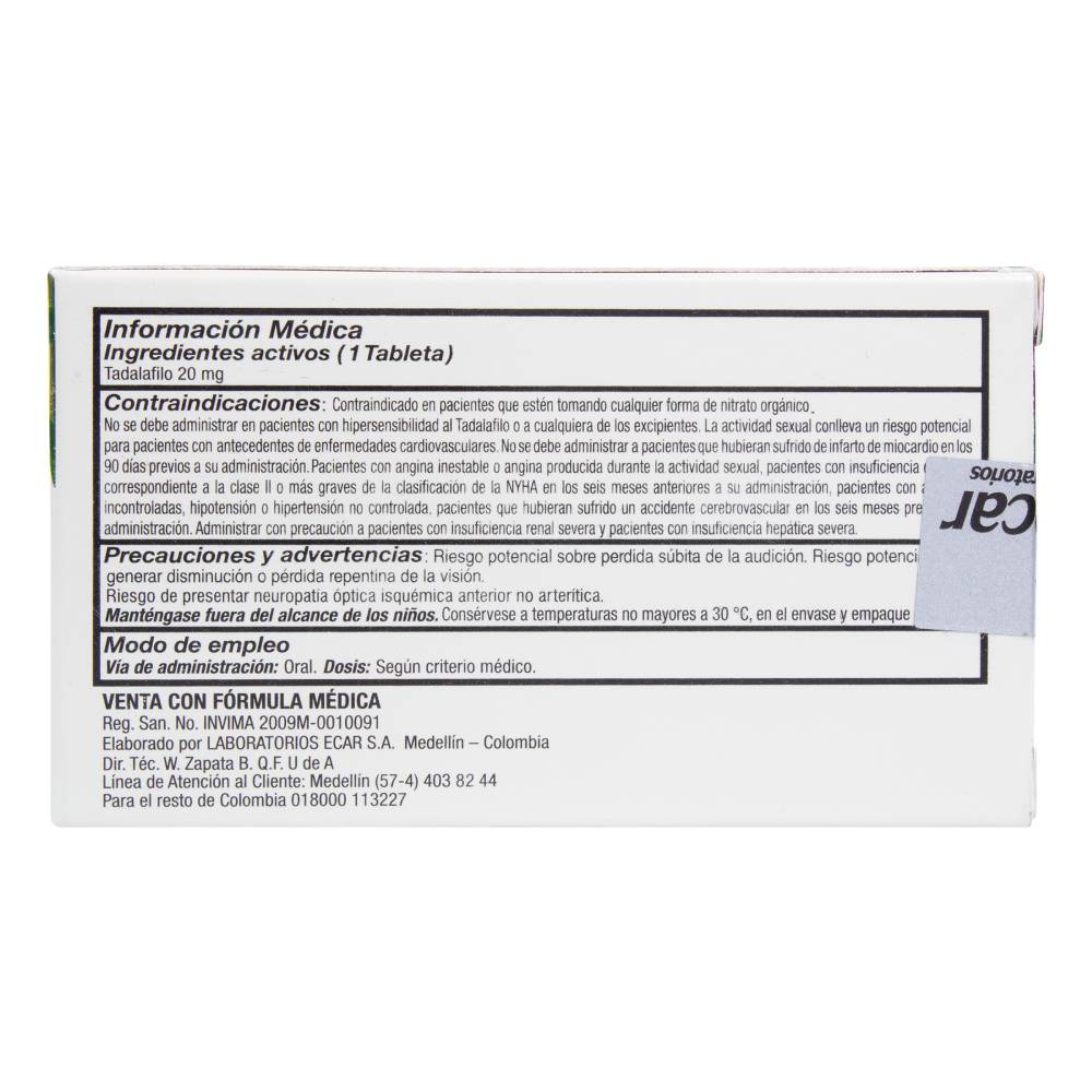 Ludika Tadalafilo 20 mg 4 Tabletas - Imagen 2