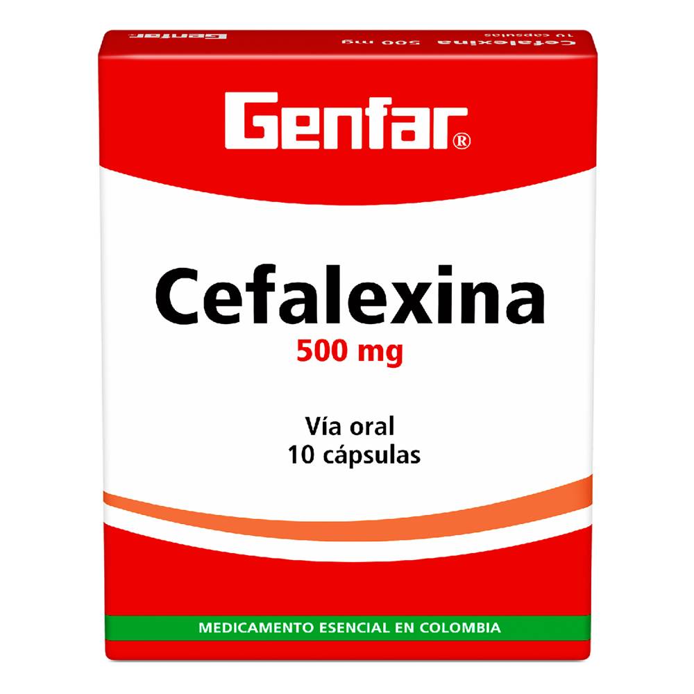 Cefalexina 500 mg 10 Cápsulas Genfar