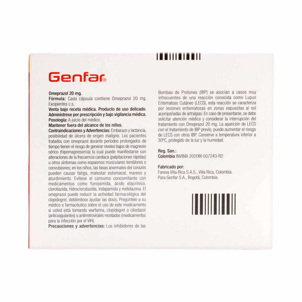 Omeprazol 20 mg 10 Cápsulas Genfar - Imagen 3