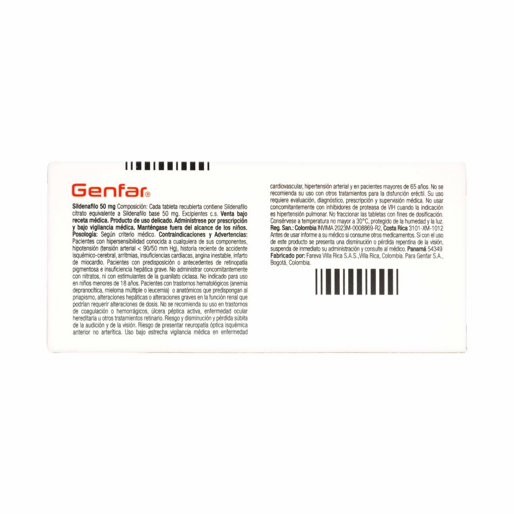 Sildenafil 50 mg 2 Tabletas Genfar - Imagen 2