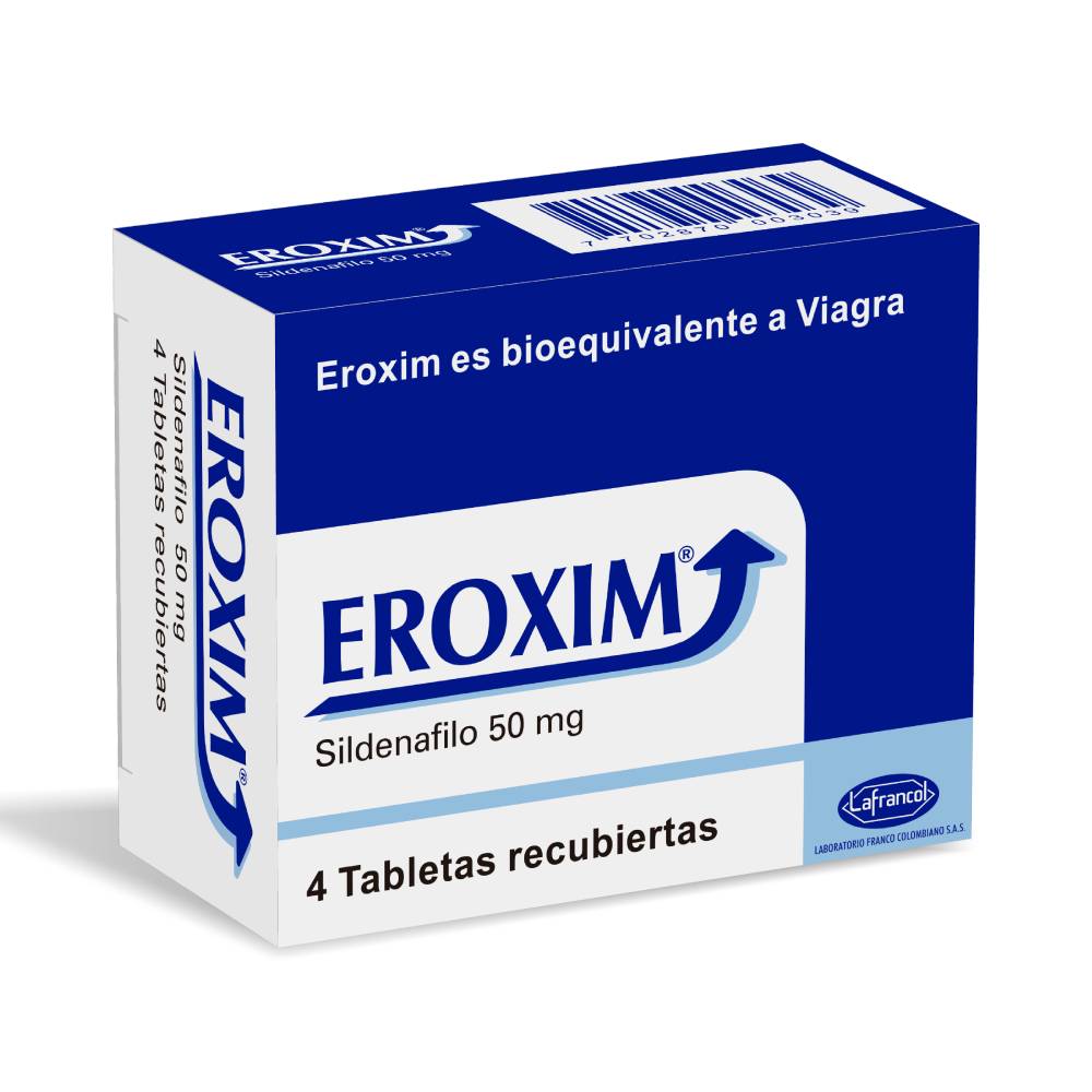 Eroxim 50 mg 4 Tabletas Sildenafil