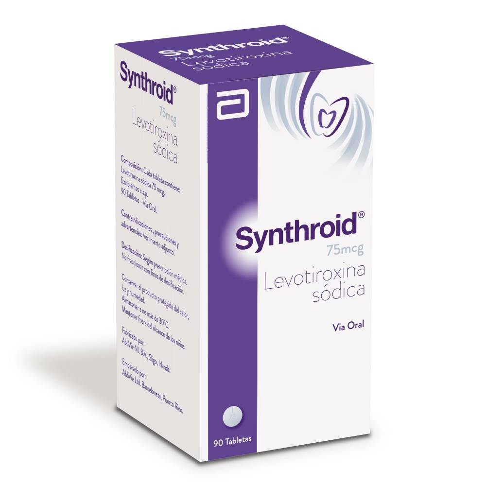 Synthroid 75 Mcg 90 Tabletas Levotiroxina Sodica