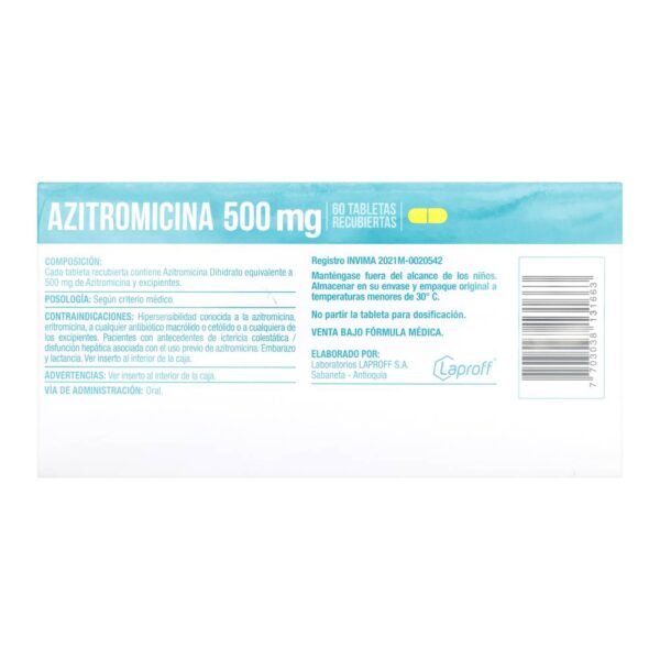 Azitromicina 500 mg 60 Tabletas Laproff - Imagen 3
