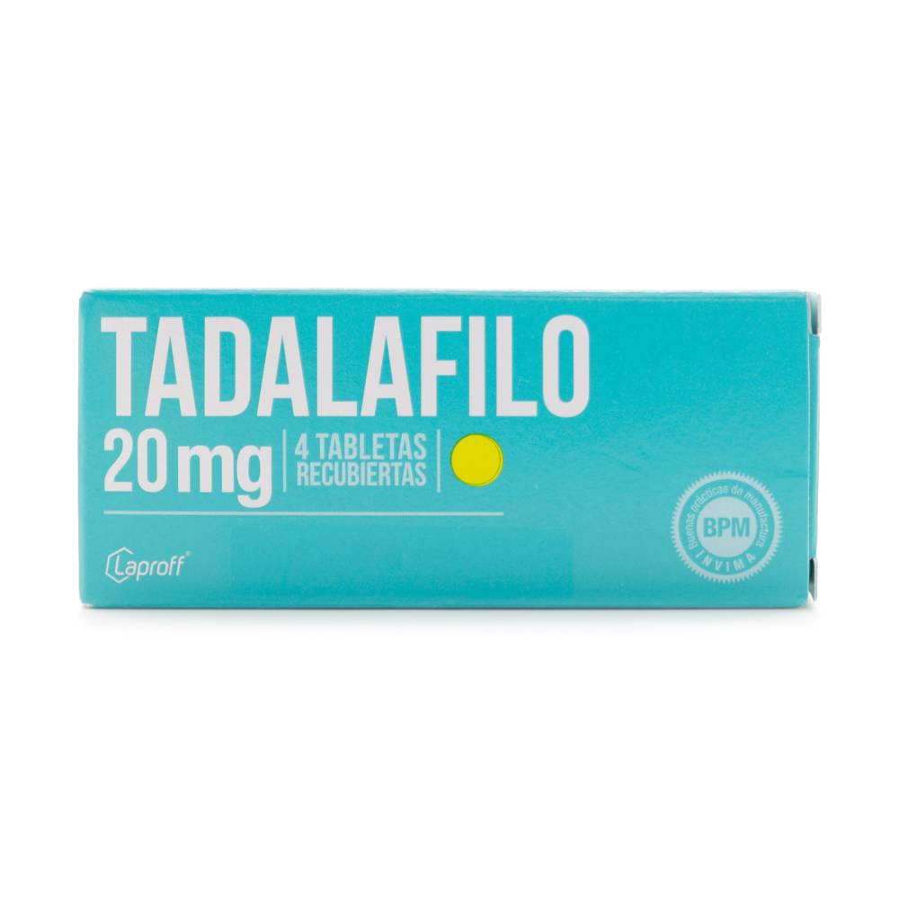 Tadalafilo 20 mg 4 Tabletas Laproff