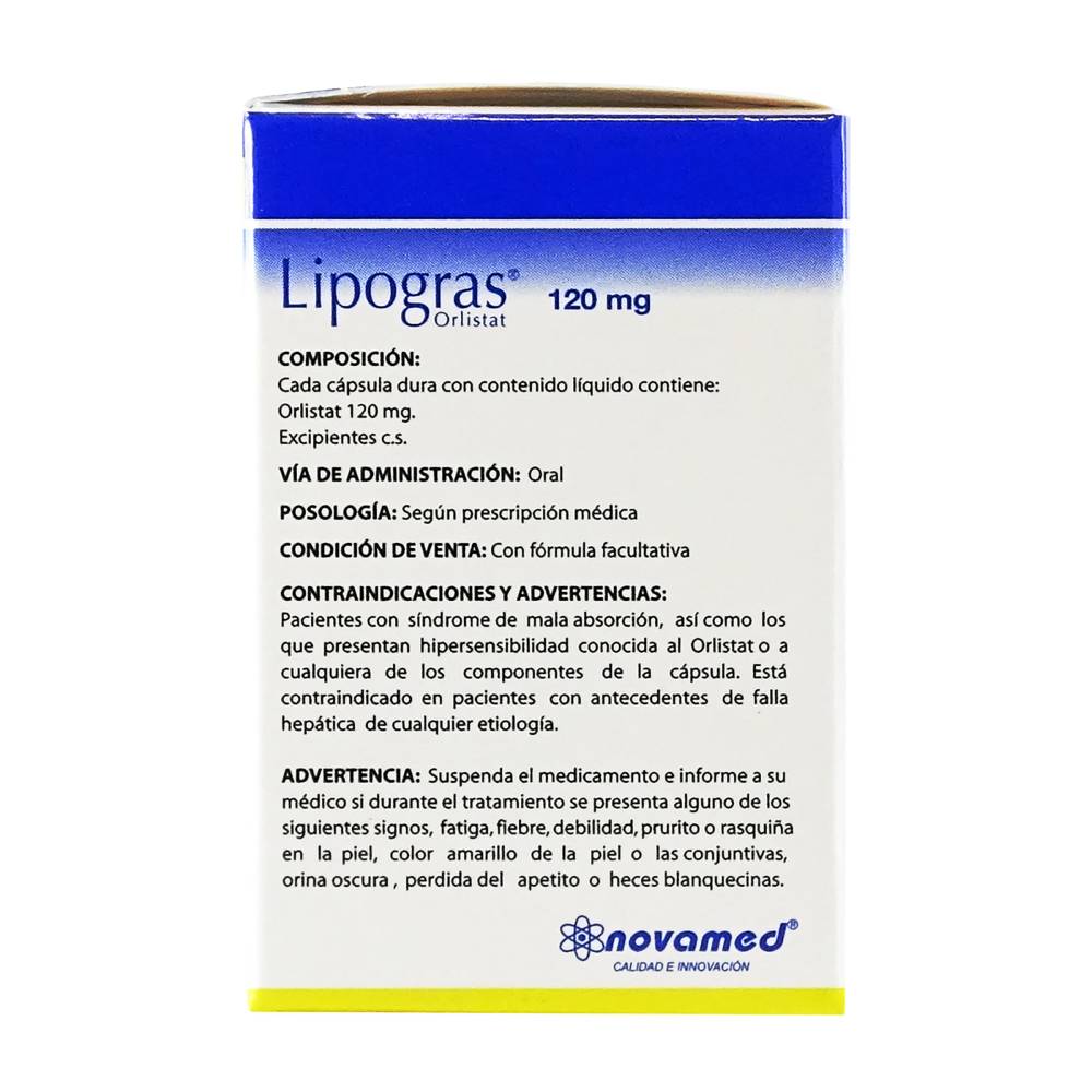 Orlistat Lipogras 120 mg 30 Cápsulas - Imagen 2