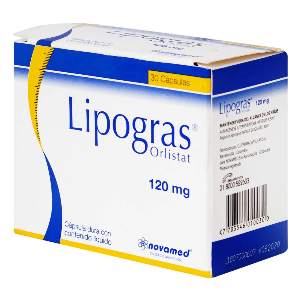 Orlistat Lipogras 120 mg 30 Cápsulas - Imagen 3