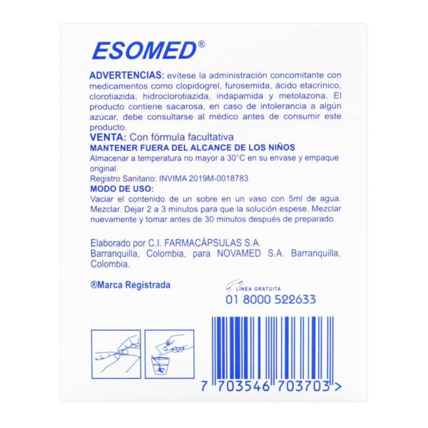 Esomed Esomeprazol 5 mg 28 Sobres - Imagen 2
