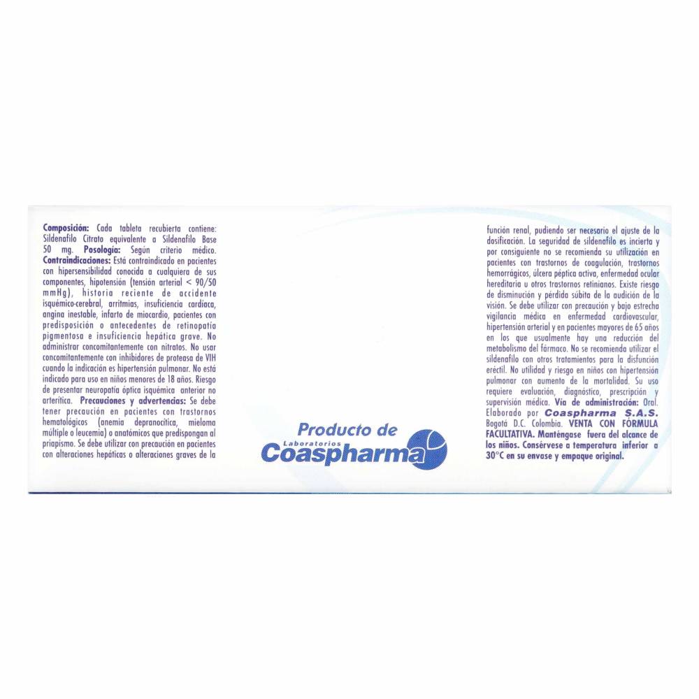 Sildenafil 50 mg 2 Tabletas Coaspharma - Imagen 2