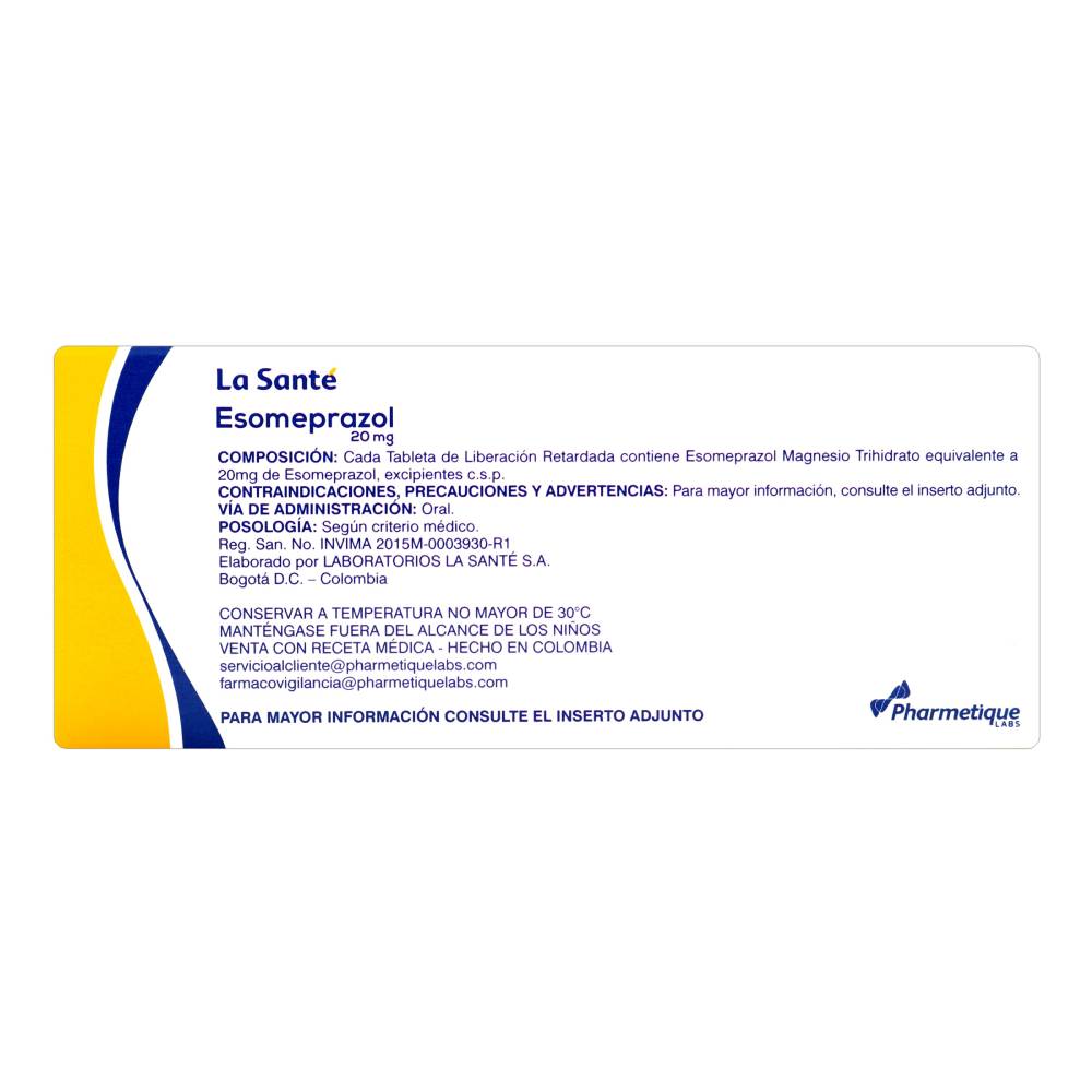 Esomeprazol 20 mg 30 Tabletas La Sante - Imagen 3