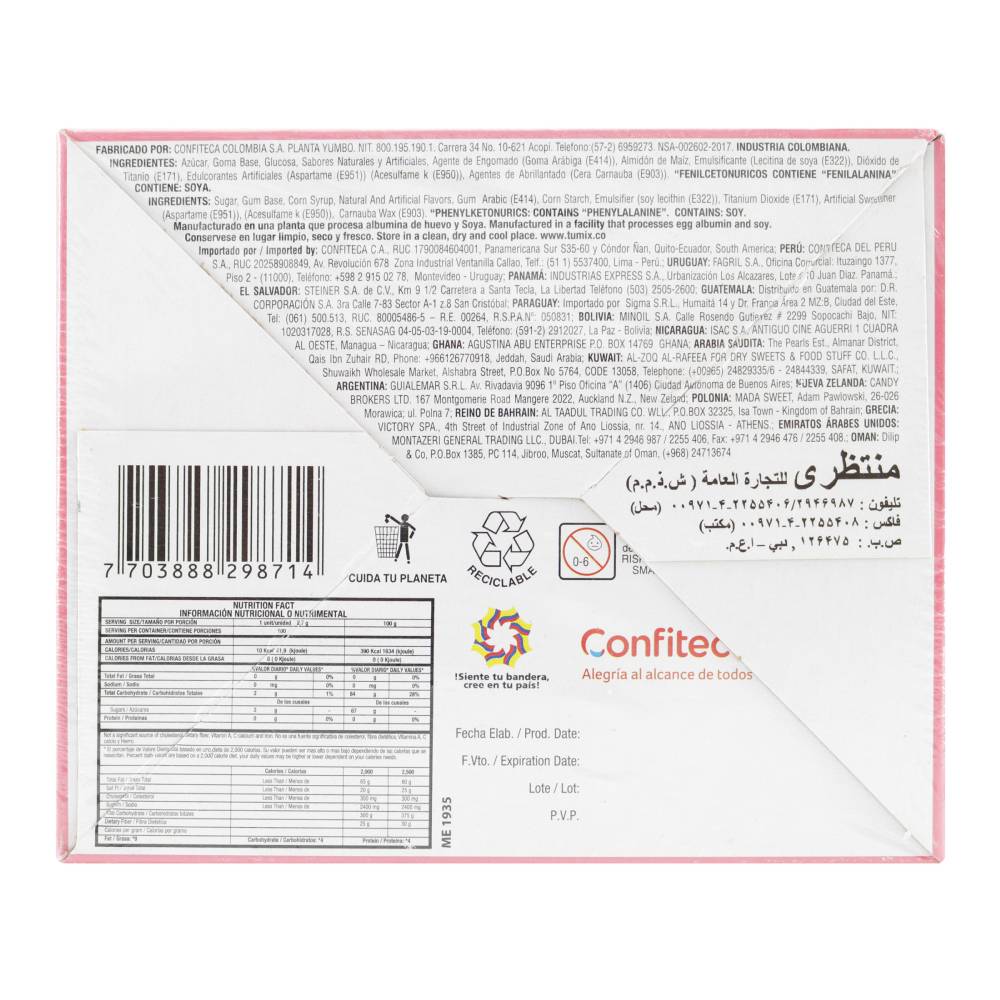 Chicles Tumix Frutal Surtido 2 Pastillas 100 Unidades - Imagen 4