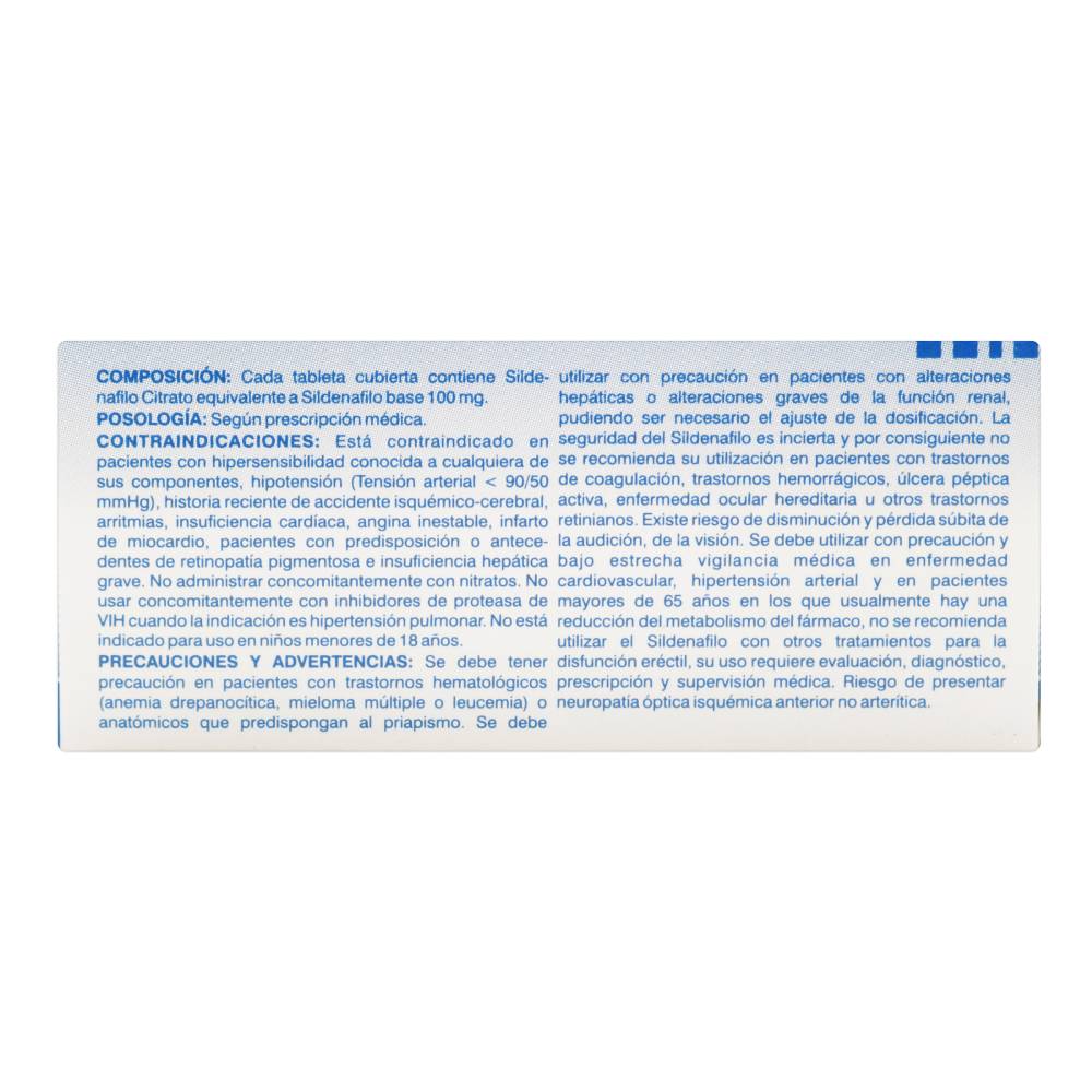 Erassin 100 mg 2 Tabletas Sildenafil - Imagen 2