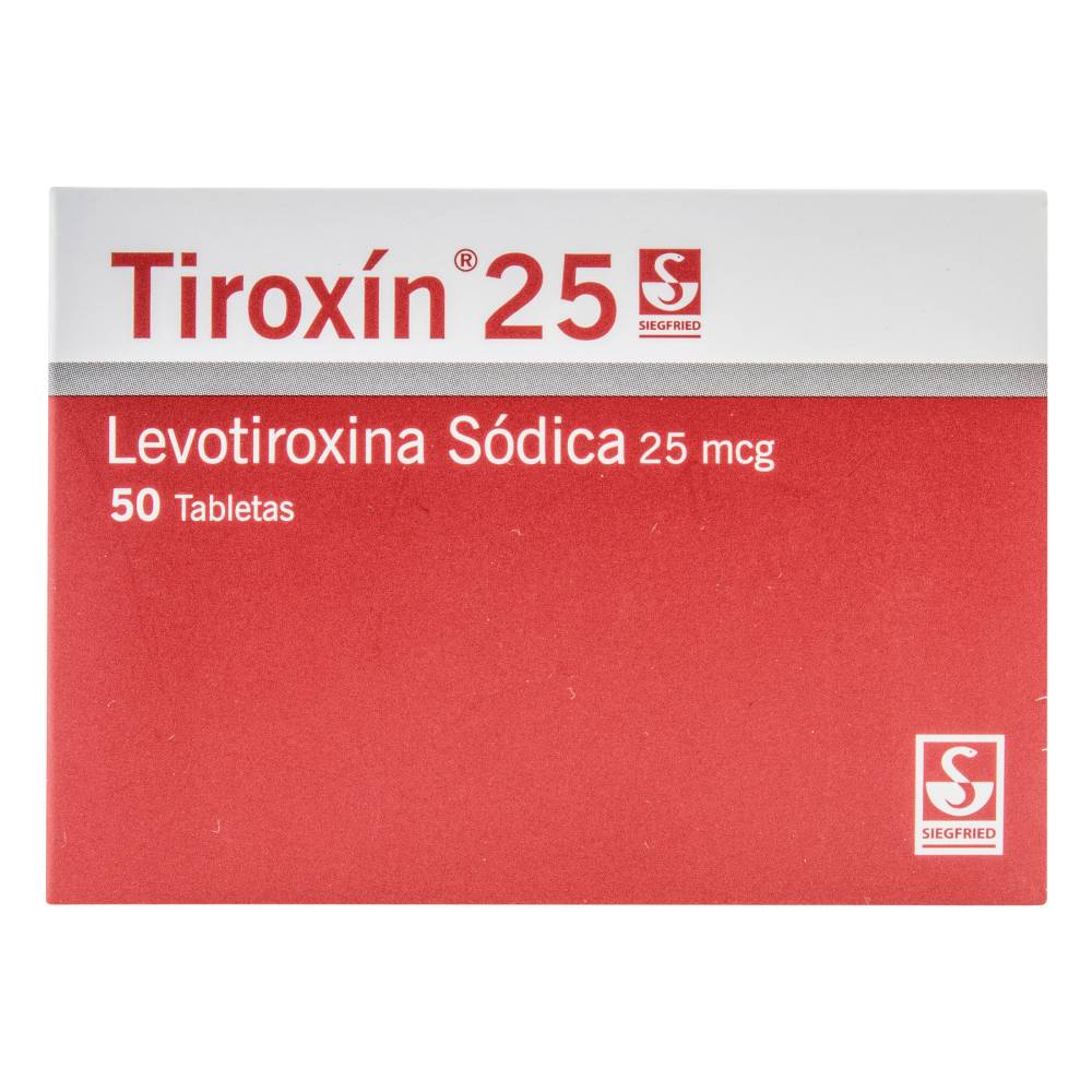 Tiroxin 25 mg 50 Tabletas Levotiroxina Sodica