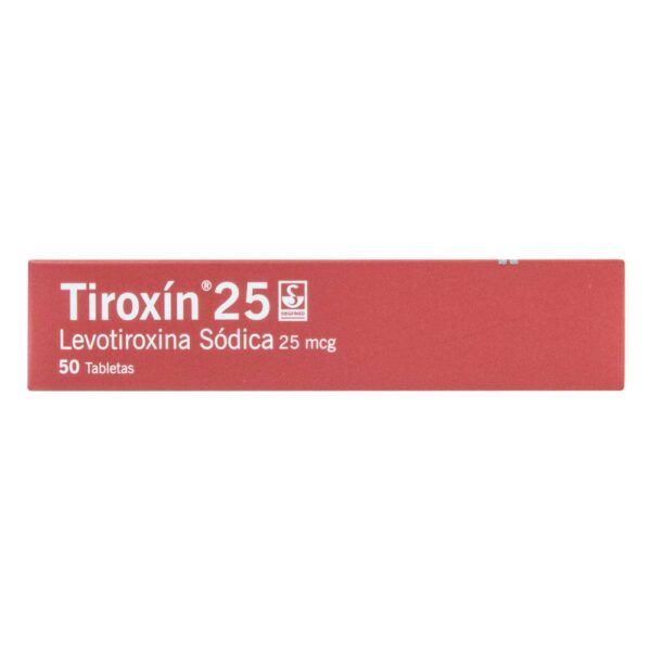 Tiroxin 25 mg 50 Tabletas Levotiroxina Sodica - Imagen 3