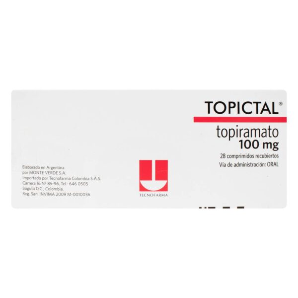 Topictal 100 mg 28 Tabletas Topiramato - Imagen 2