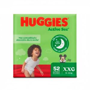 Pañales Huggies Active Sec Etapa 5 Xxg 52 Unidades
