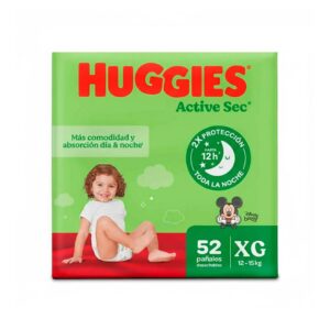 Pañales Huggies Active Sec Etapa 4 Xg 52 Unidades