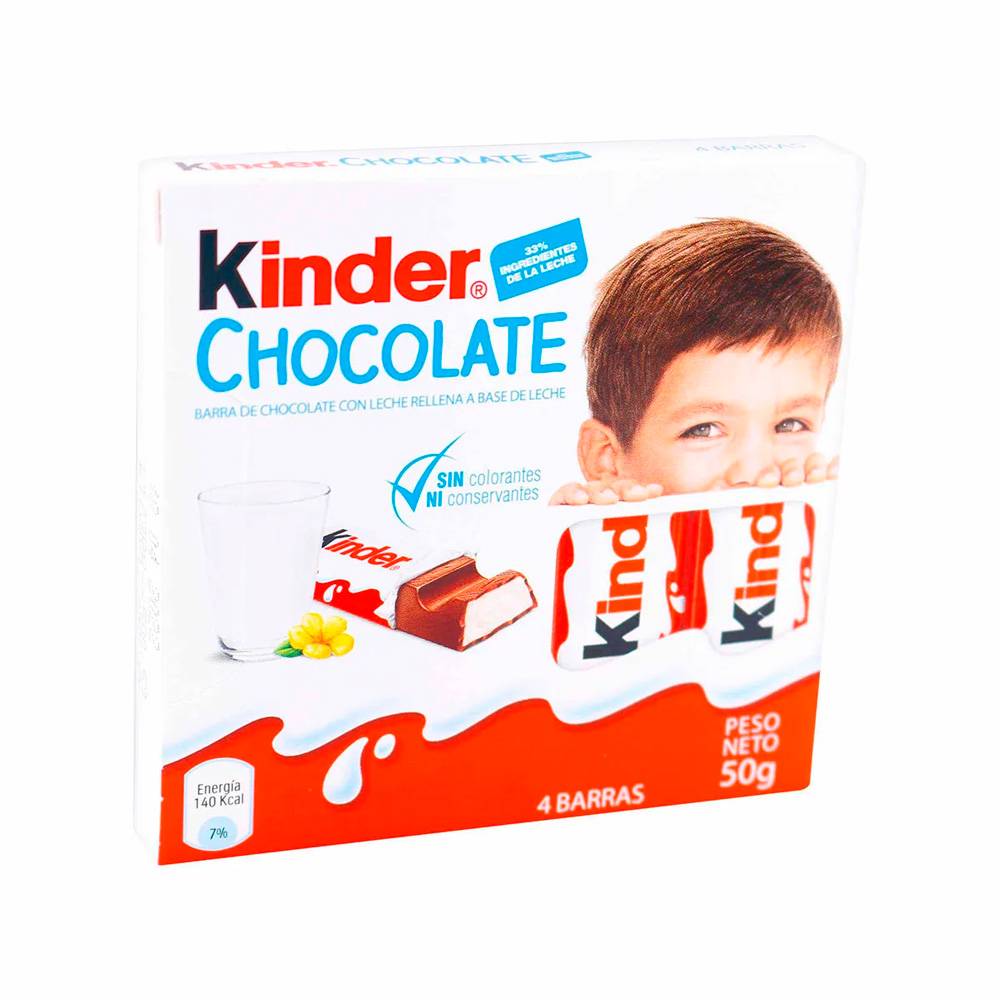 Barra De Chocolate Kinder 50 g 4 Unidades