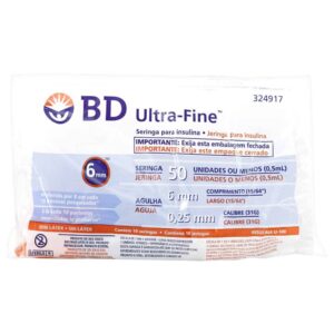 Jeringa BD Insulina 6 mm Calibre 31 G 0.5 ml X 10 Unidades