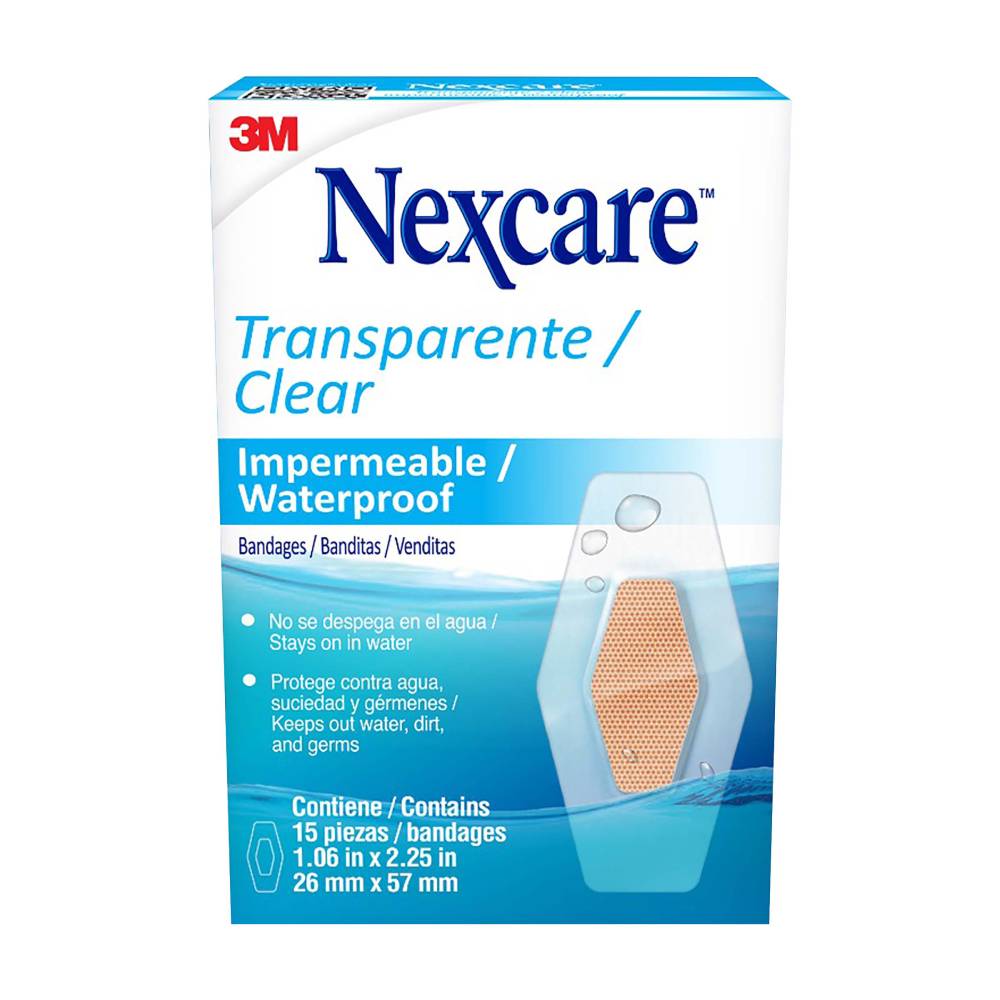 Banditas 3m Nexcare Transparte Impermeable 15 Unidades