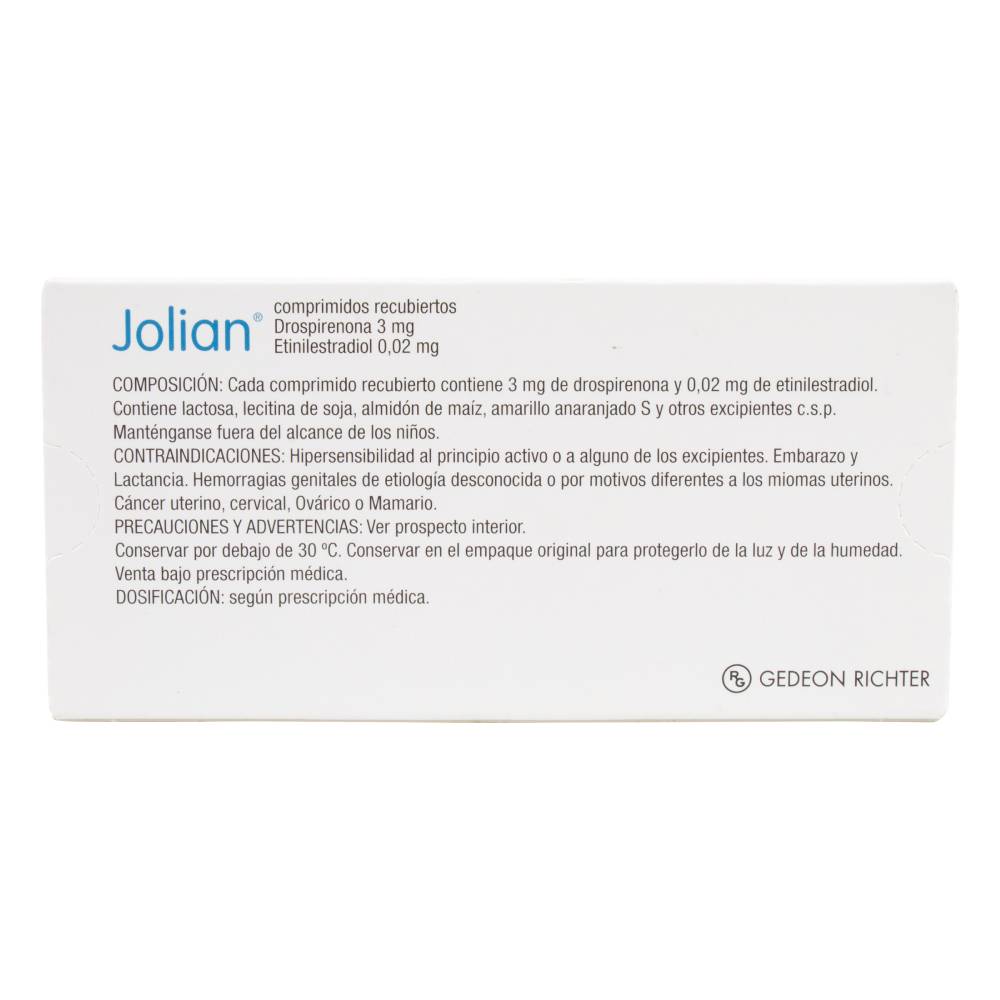 Jolian 3 mg 28 Tabletas - Imagen 3