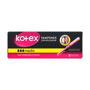 Tampones Kotex Medio con Aplicador 8 Unidades