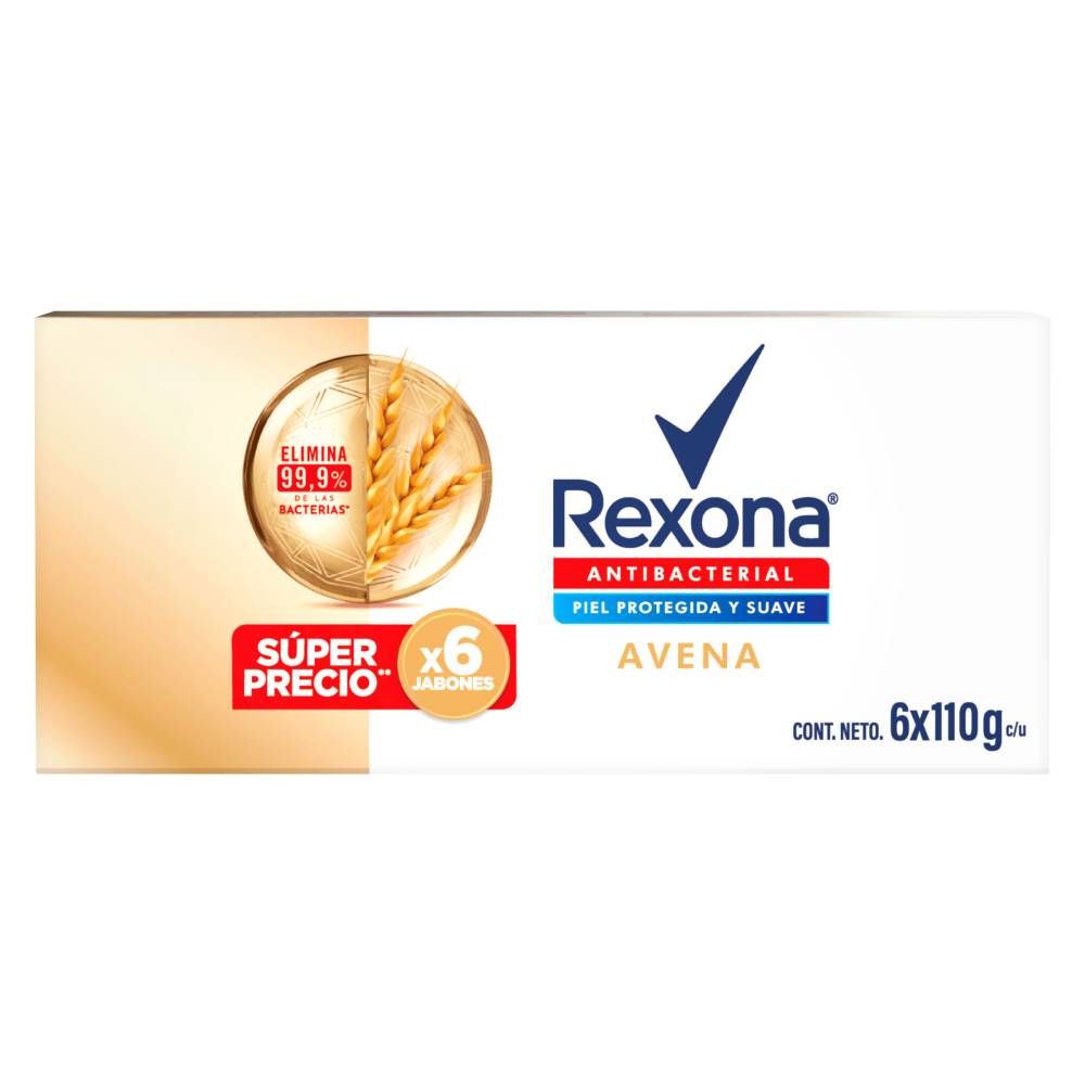 6 Jabones Rexona Antibacterial Avena 110 g