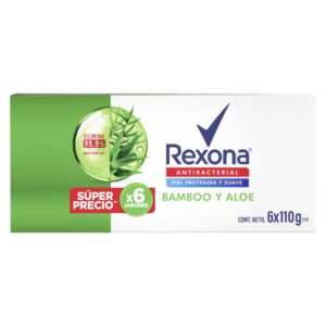 6 Jabones Rexona Antibacterial Bamboo y Aloe 110 g