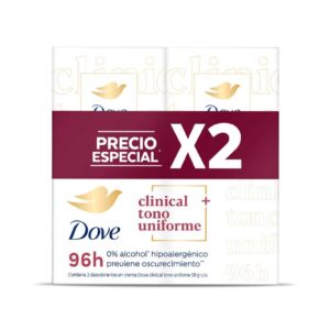 2 Desodorantes Dove Clinical Tono Uniforme Crema 58 g